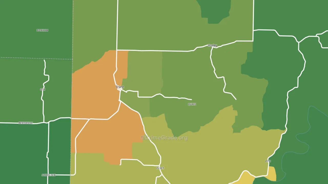 Crane, MO Map of Vandalism Rates
