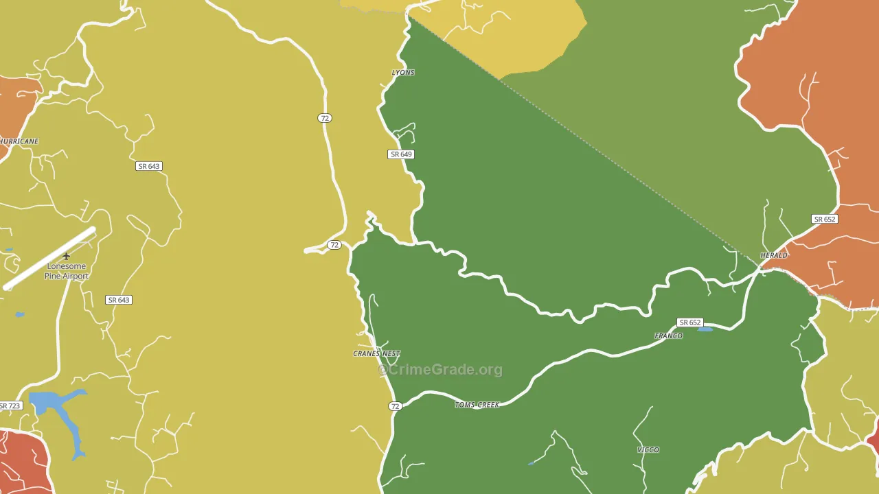 Cranes Nest, VA Map of Vandalism Rates