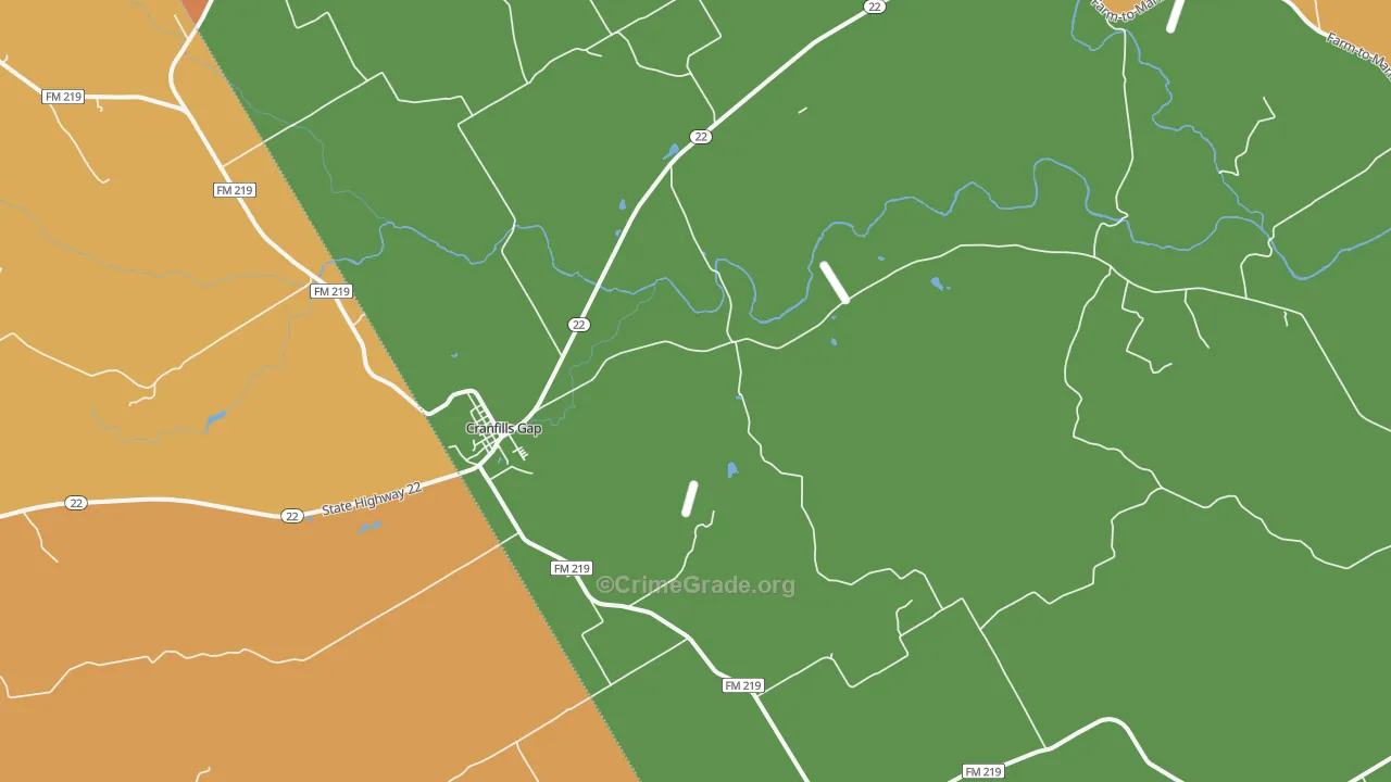 Cranfills Gap, TX Map of Vandalism Rates