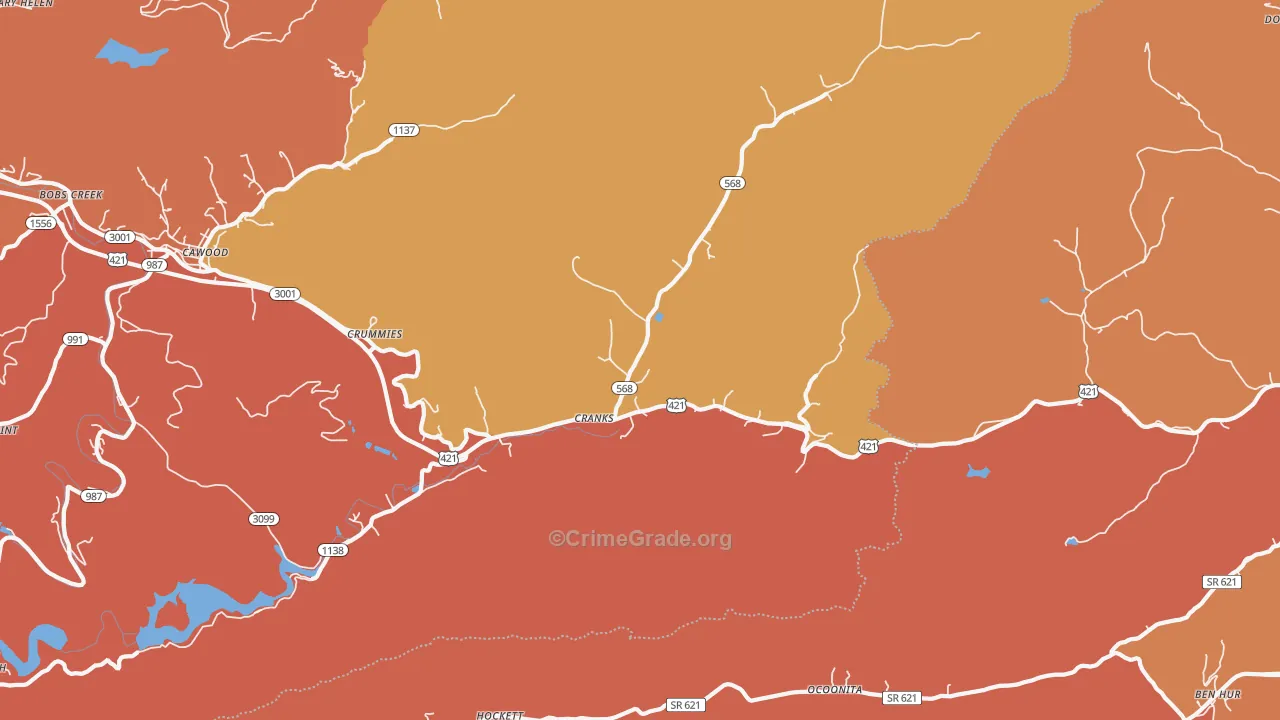 Cranks, KY Map of Vandalism Rates