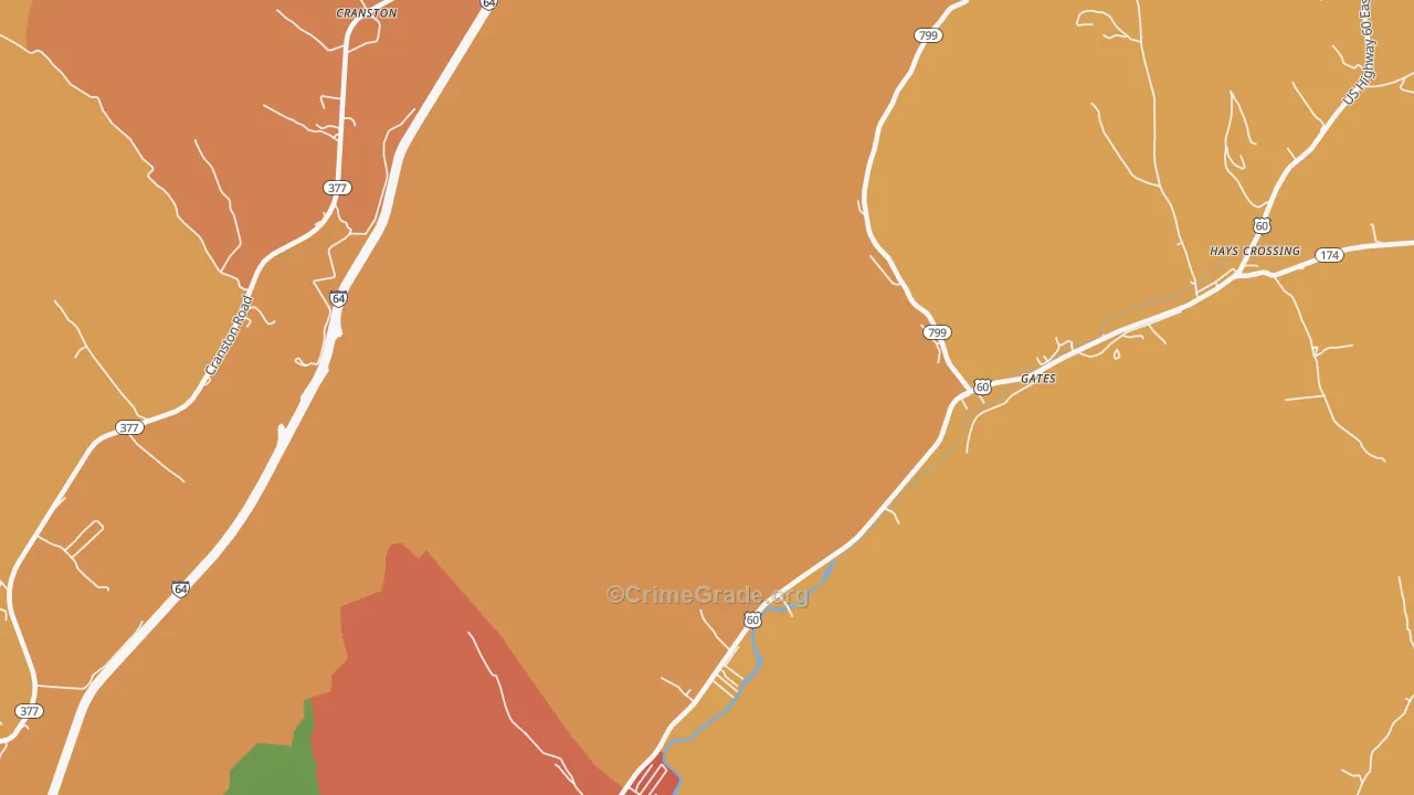 Cranston, KY Map of Vandalism Rates