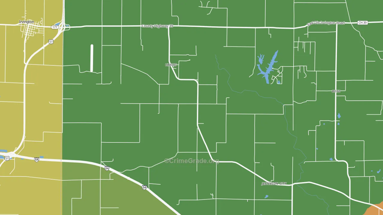 Cravat, IL Map of Vandalism Rates
