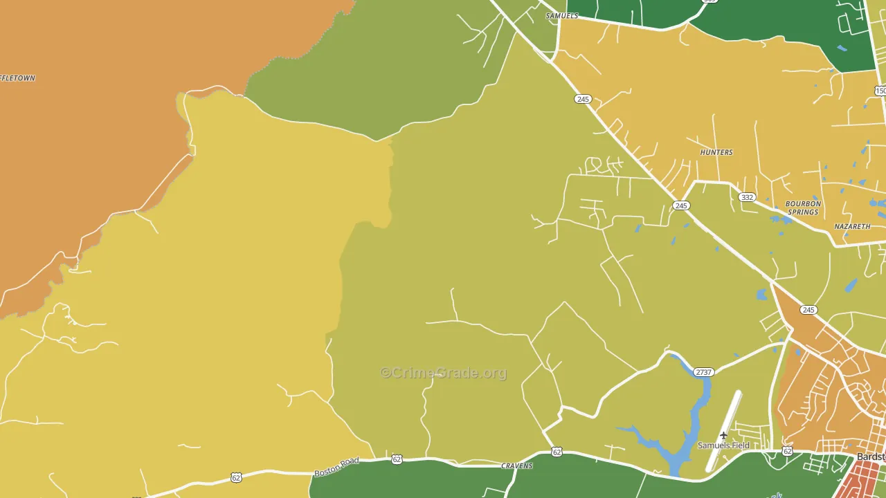 Cravens, KY Map of Vandalism Rates