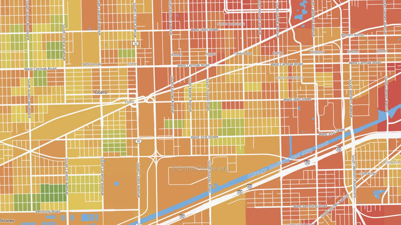 Crawford, Chicago, IL Map of Vandalism Rates