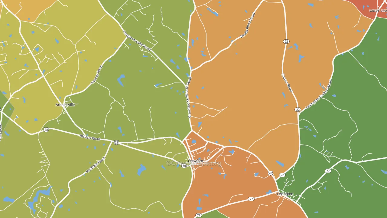Crawford, GA Map of Vandalism Rates