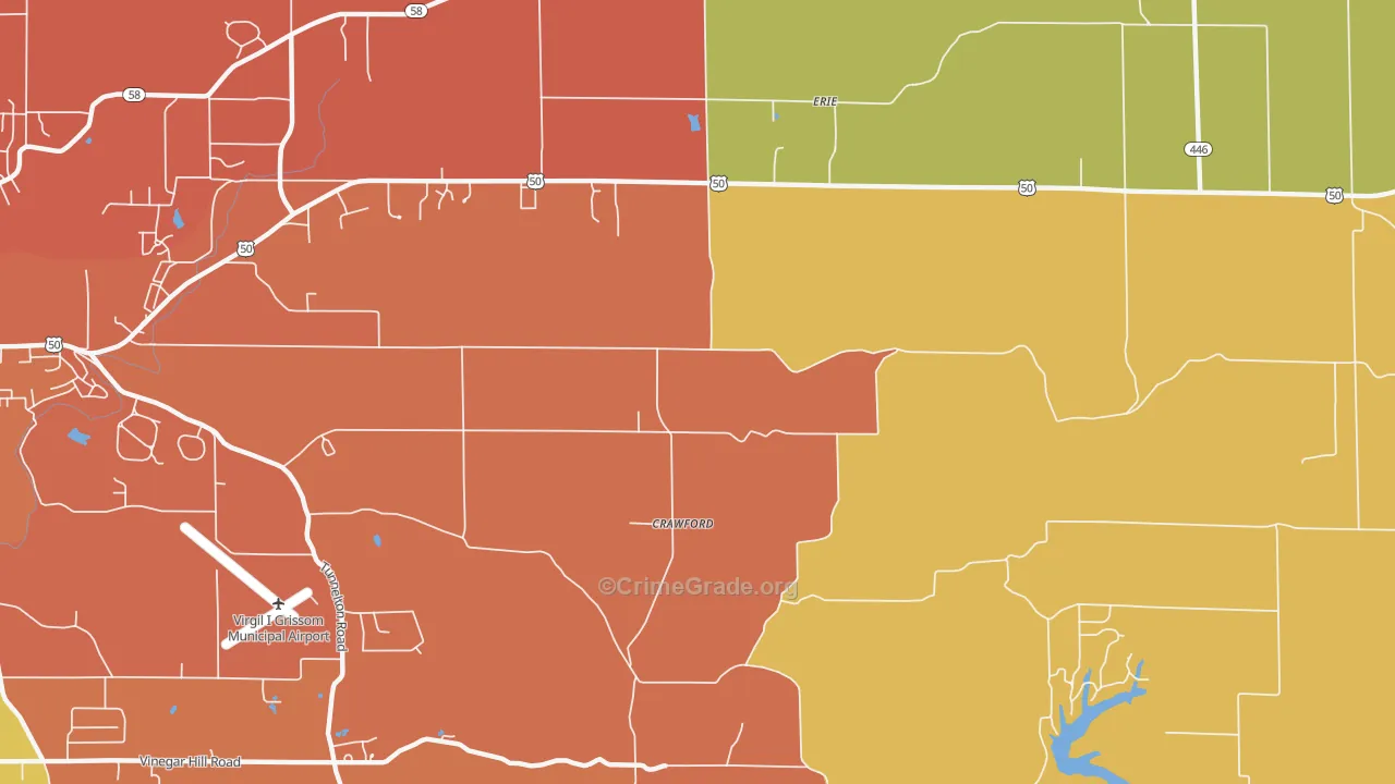 Crawford, IN Map of Vandalism Rates