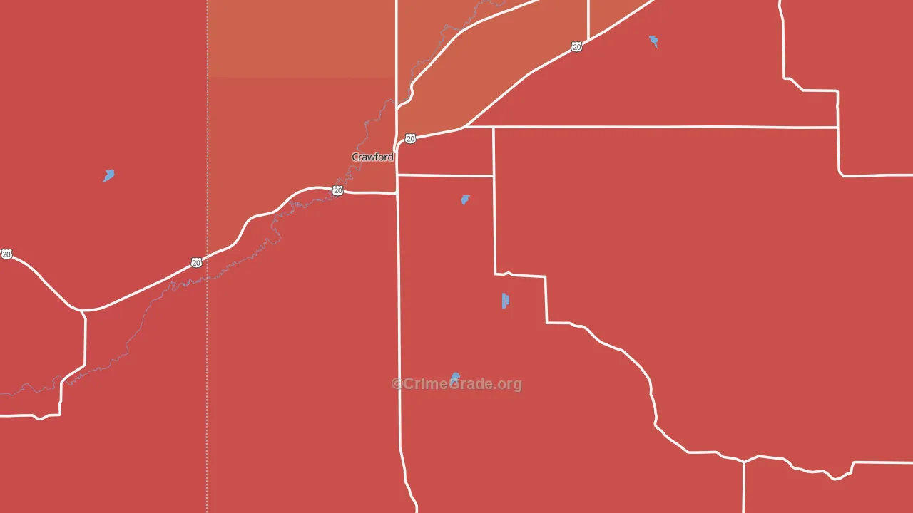 Crawford, NE Map of Vandalism Rates