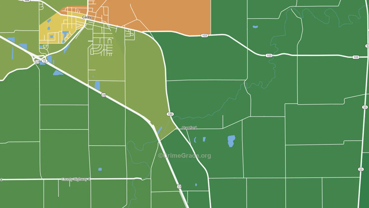 Crawford, OH Map of Vandalism Rates