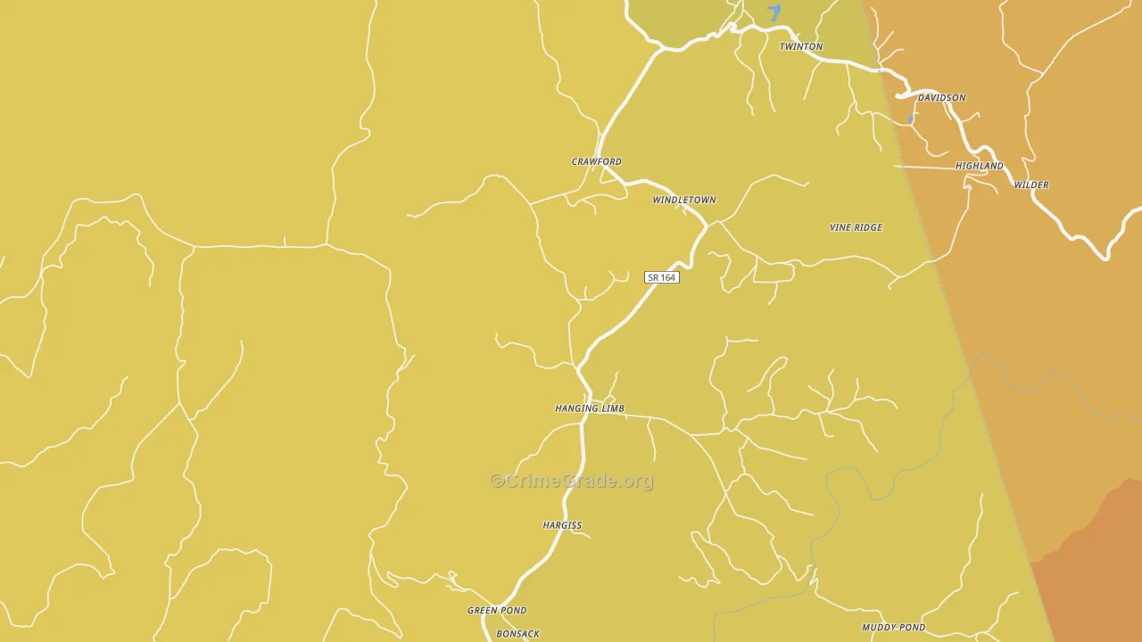 Crawford, TN Map of Vandalism Rates