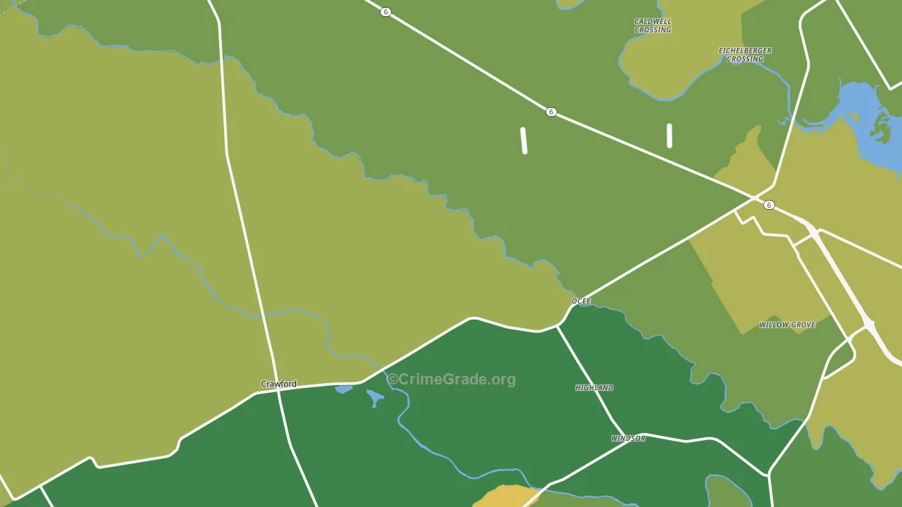 Crawford, TX Map of Vandalism Rates