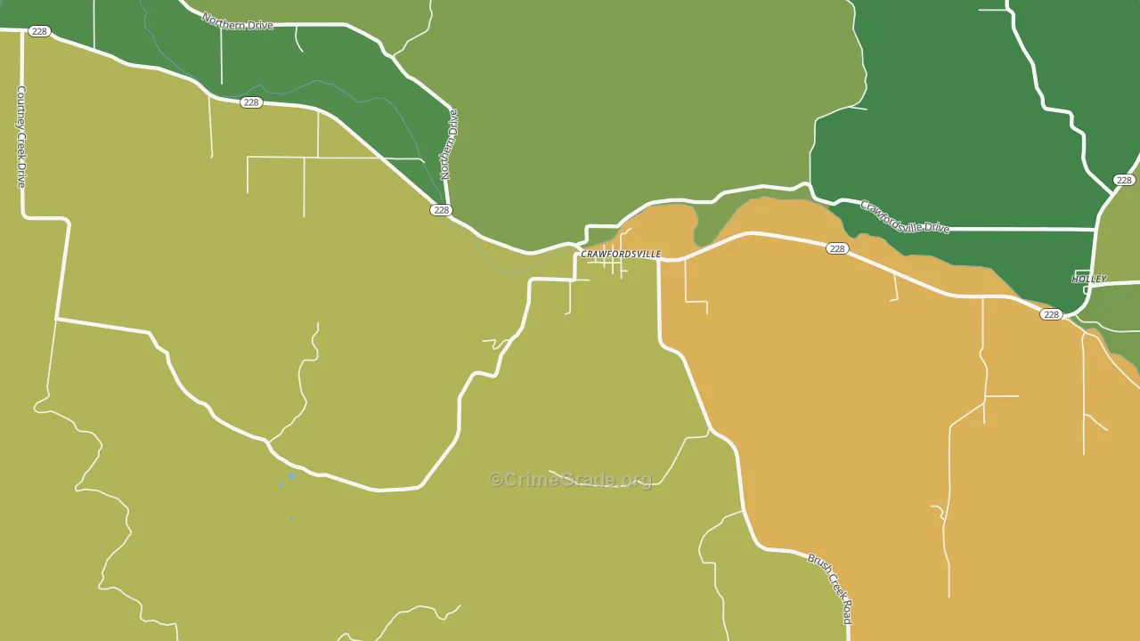 Crawfordsville, OR Map of Vandalism Rates