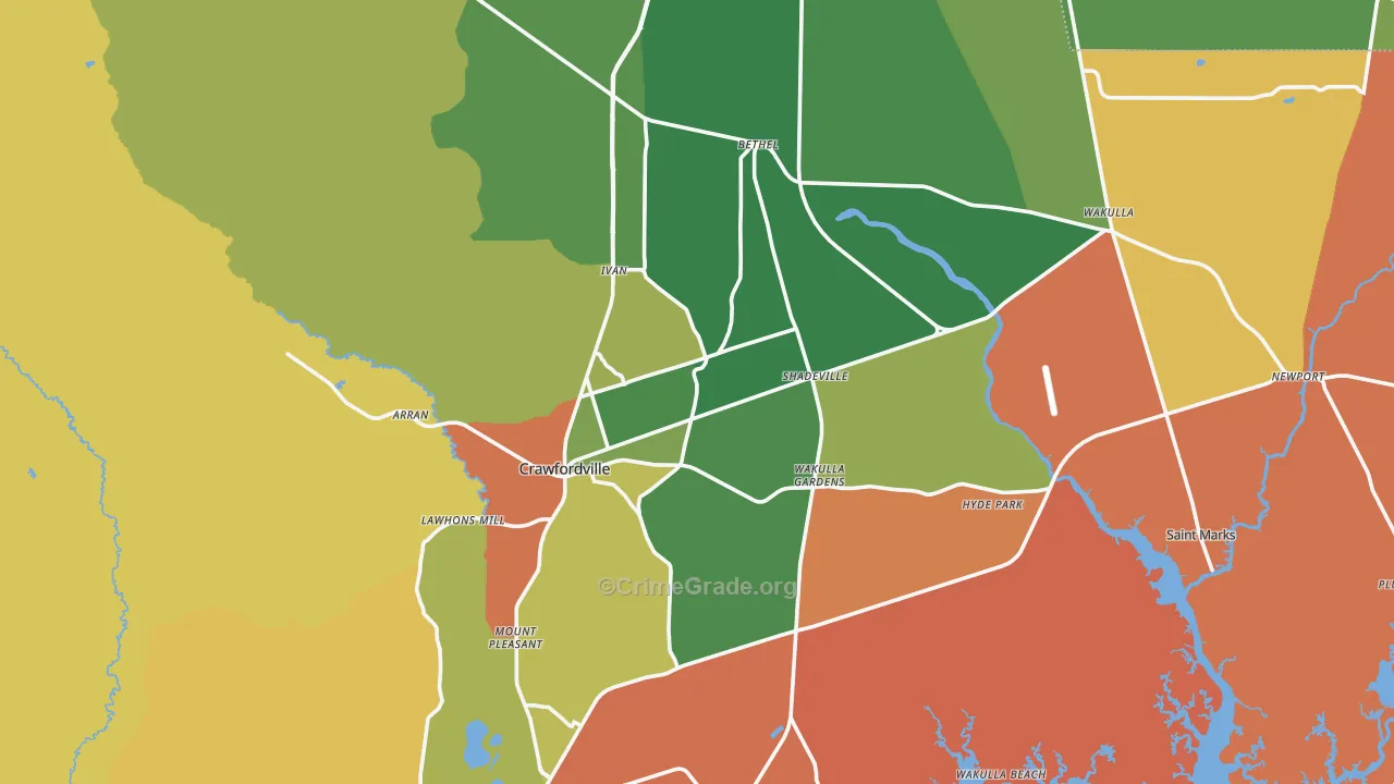 Crawfordville, FL Map of Vandalism Rates