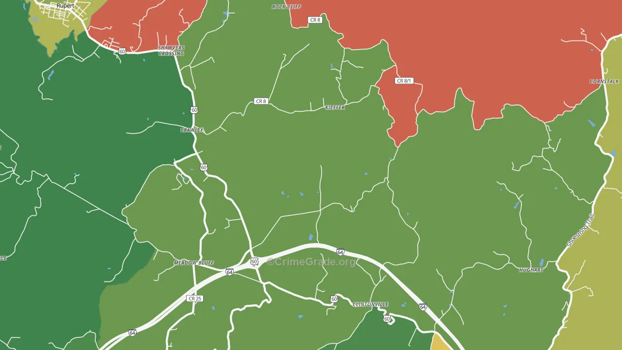 Crawley, WV Map of Vandalism Rates