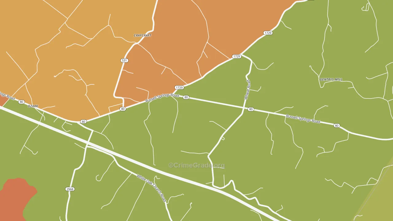 Craycraft, KY Map of Vandalism Rates