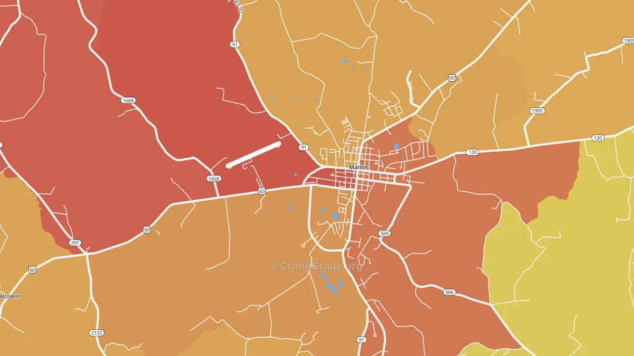 Crayne, KY Map of Vandalism Rates