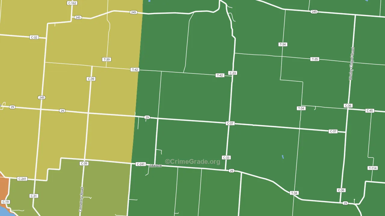 Crayon, OH Map of Vandalism Rates