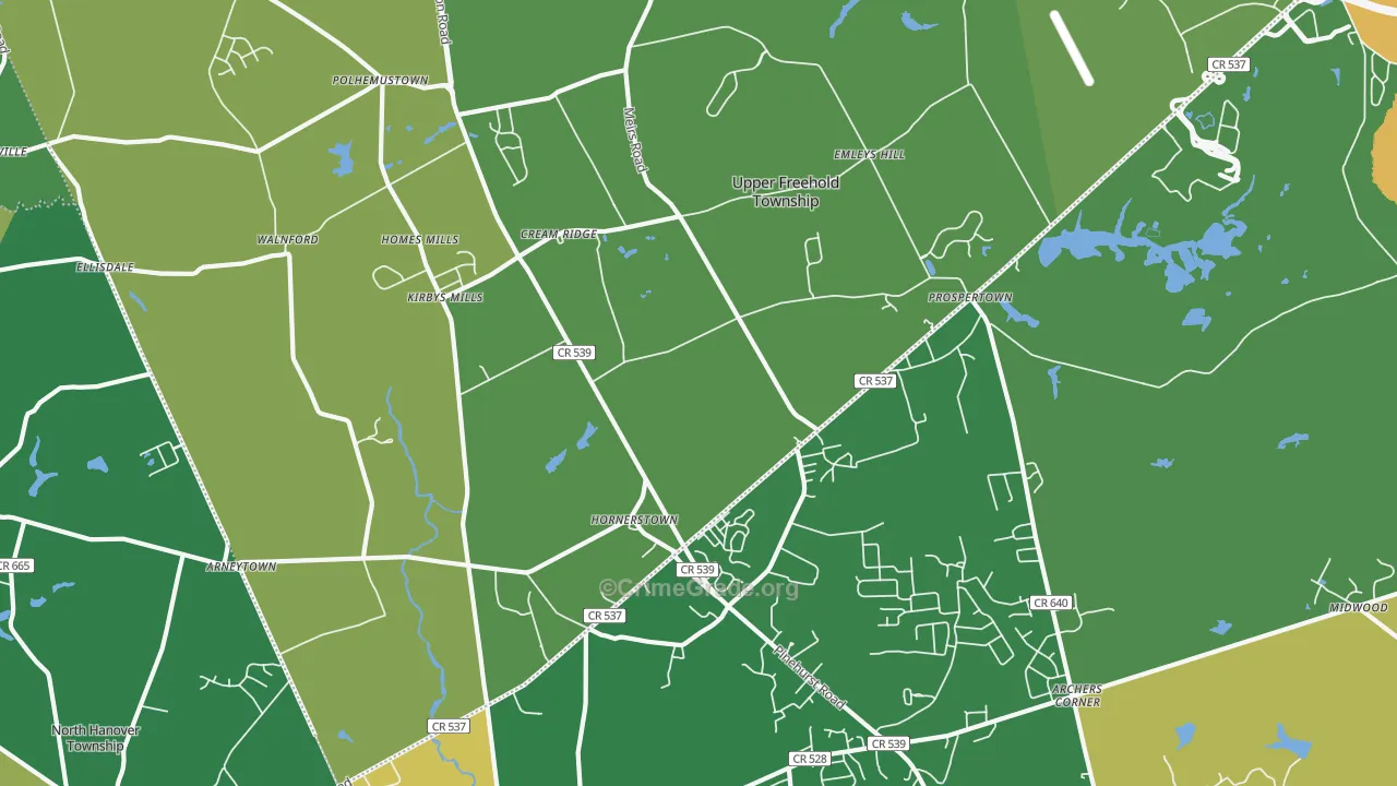 Cream Ridge, NJ Map of Vandalism Rates
