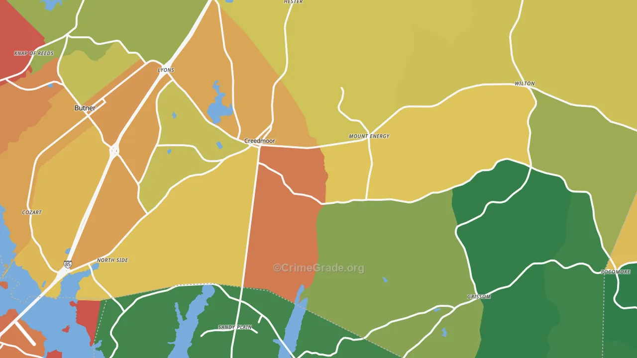 Creedmoor, NC Map of Vandalism Rates