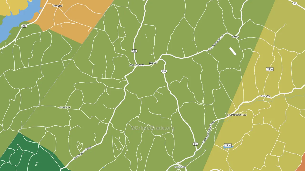 Creekside, PA Map of Vandalism Rates
