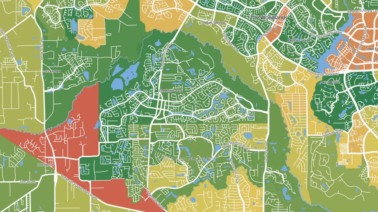 Creekside Park, The Woodlands, TX Map of Vandalism Rates