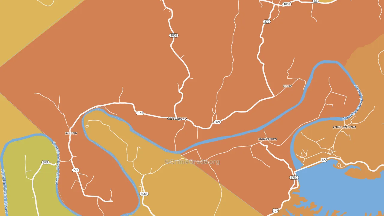 Creelsboro, KY Map of Vandalism Rates