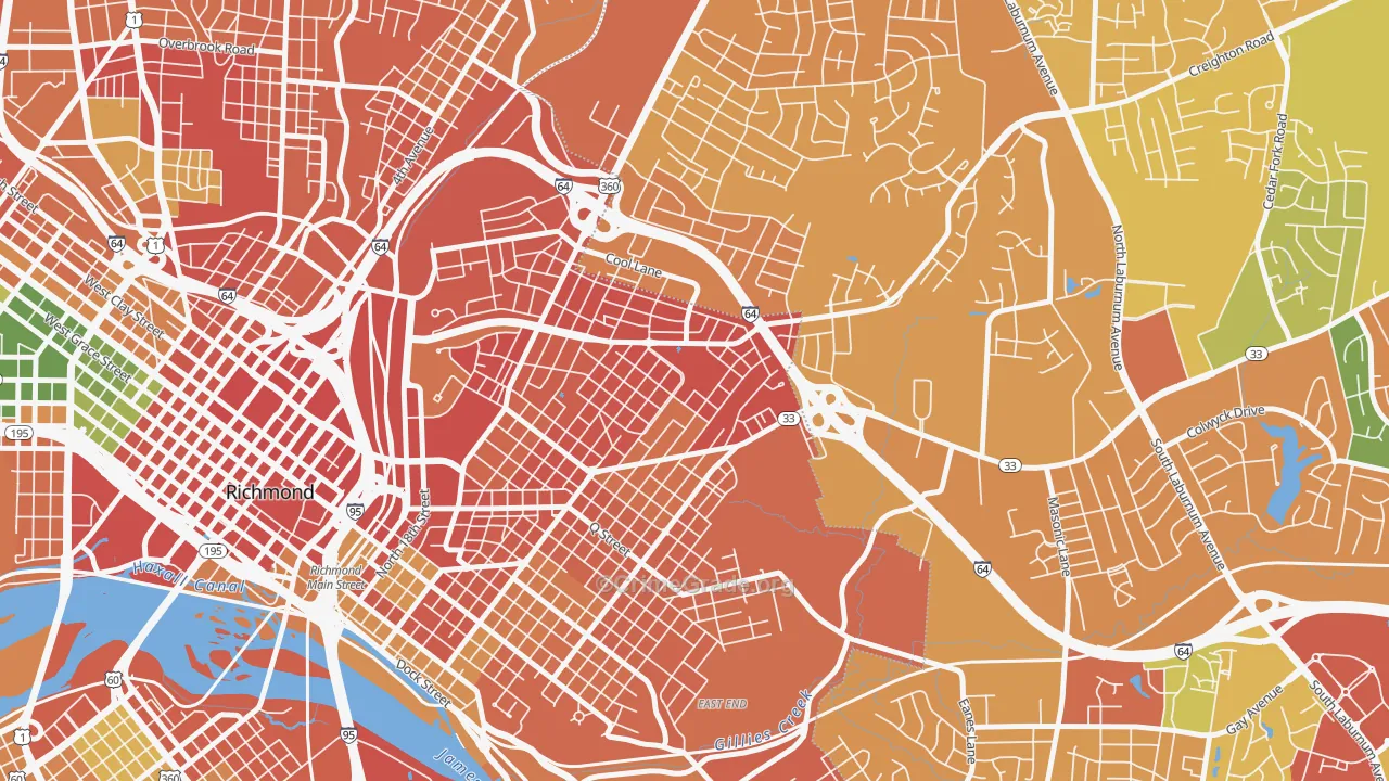 Creighton, Richmond, VA Map of Vandalism Rates