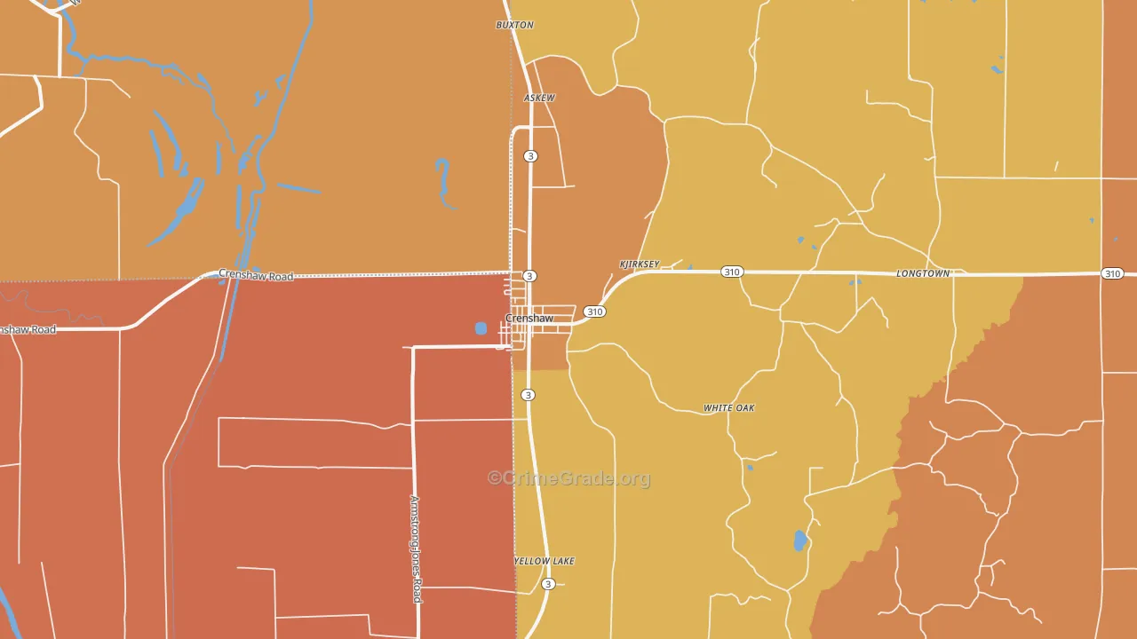 Crenshaw, MS Map of Vandalism Rates