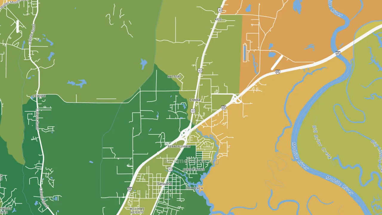 Creola, AL Map of Vandalism Rates