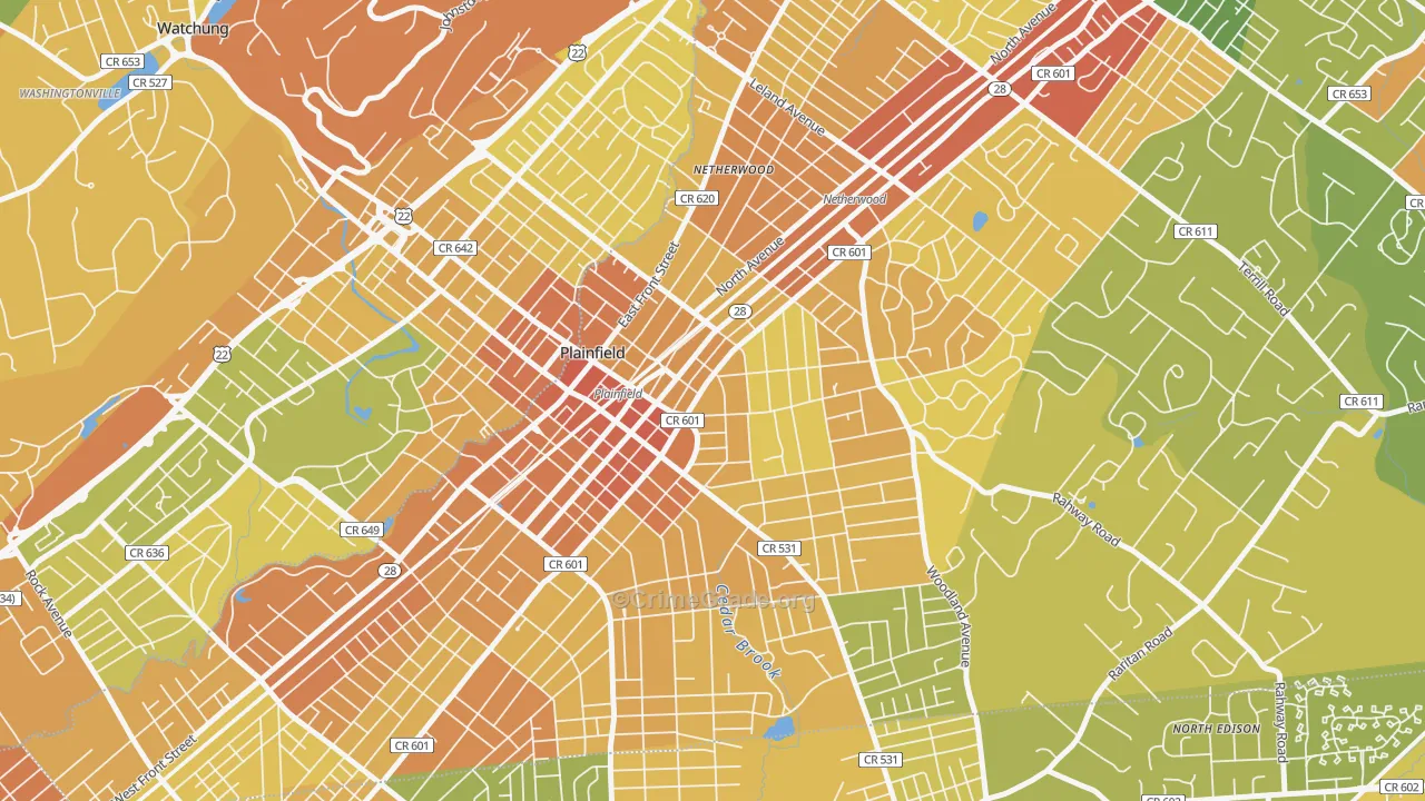 Crescent Area Historic District, Plainfield, NJ Map of Vandalism Rates