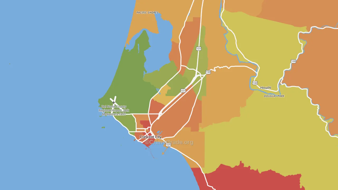 Crescent City, CA Map of Vandalism Rates