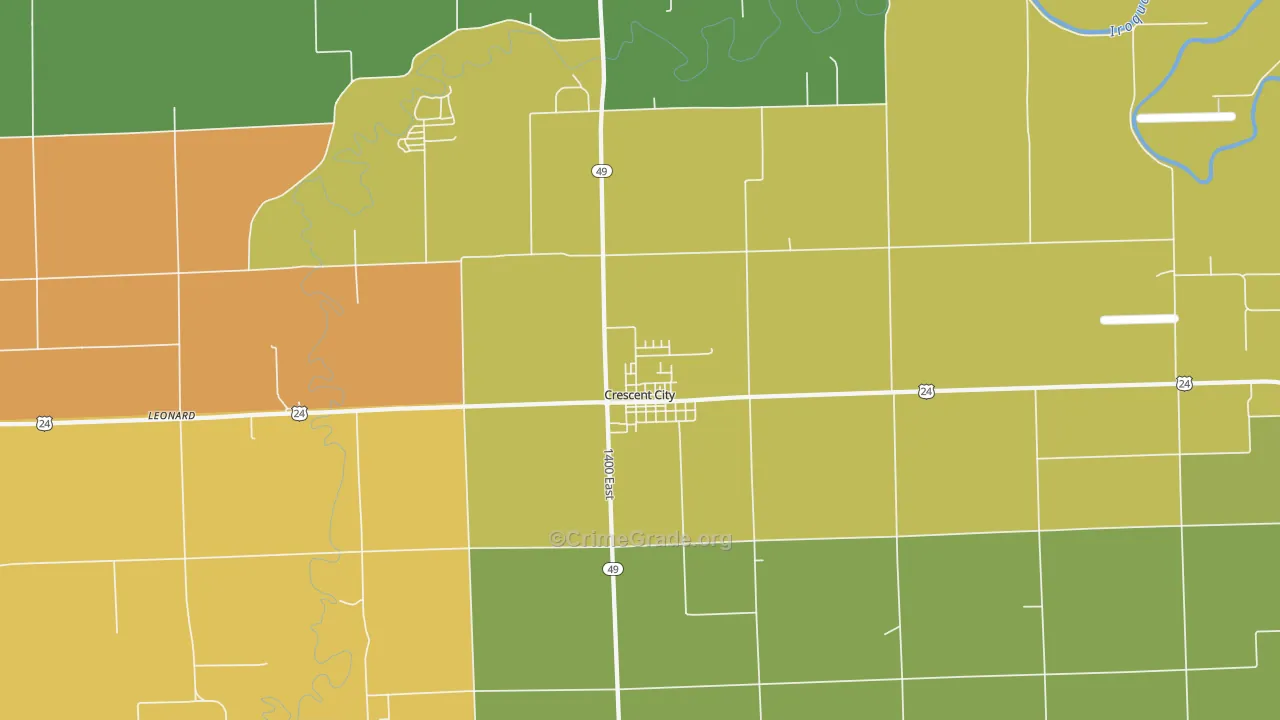 Crescent City, IL Map of Vandalism Rates