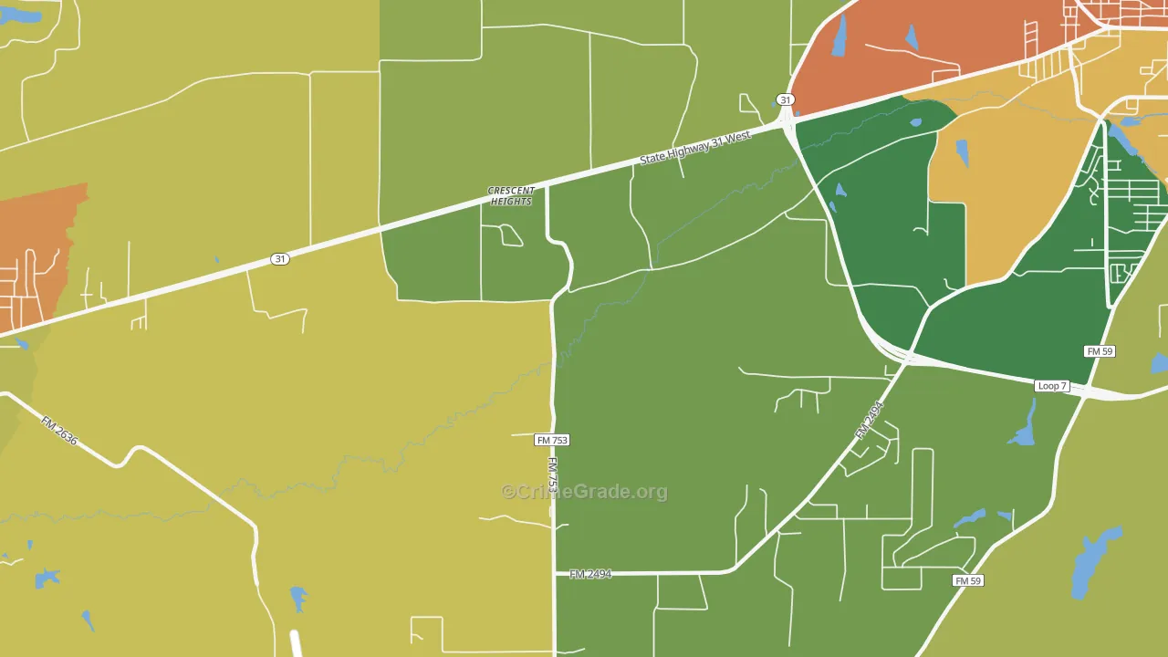 Crescent Heights, TX Map of Vandalism Rates