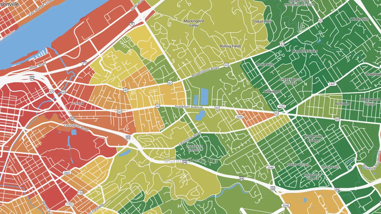 Crescent Hill, Louisville, KY Map of Vandalism Rates