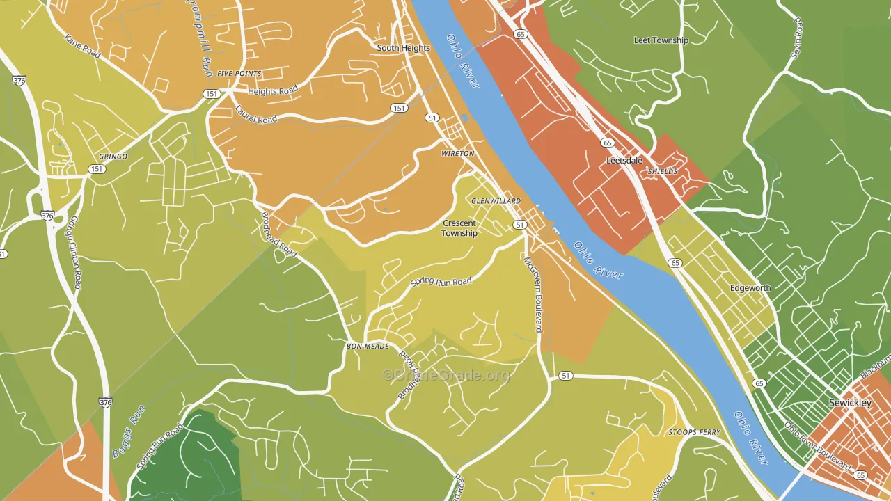 Crescent, PA Map of Vandalism Rates