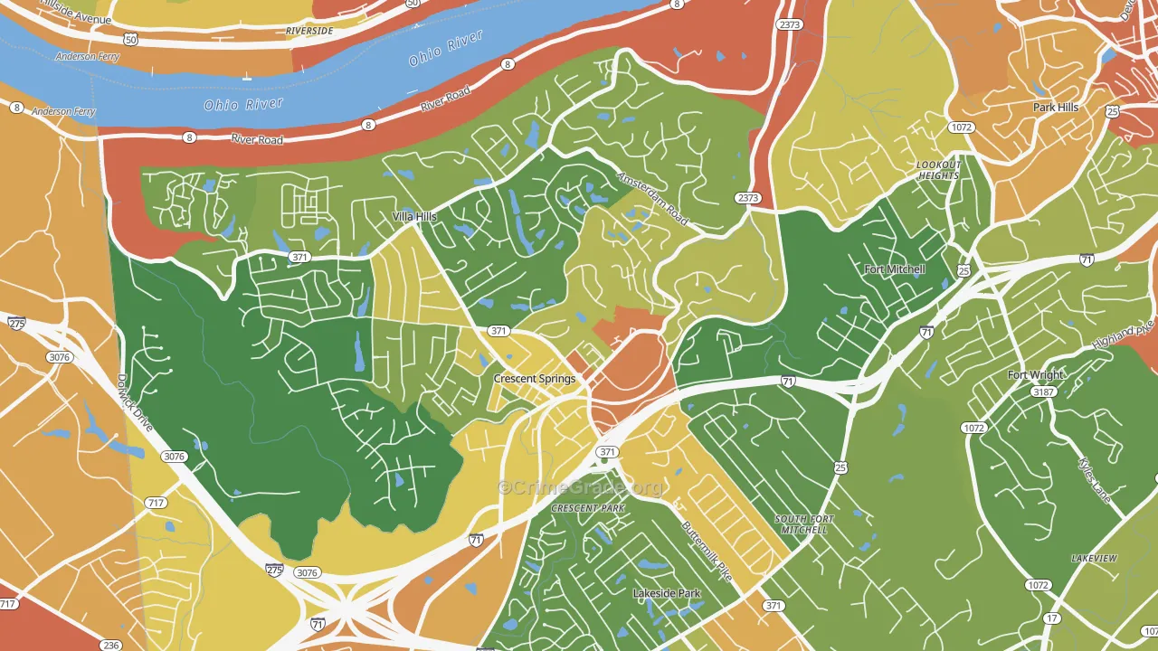 Crescent Springs, KY Map of Vandalism Rates