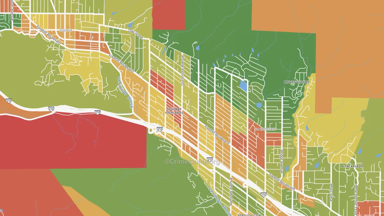 Crescenta Highlands, La Crescenta, CA Map of Vandalism Rates