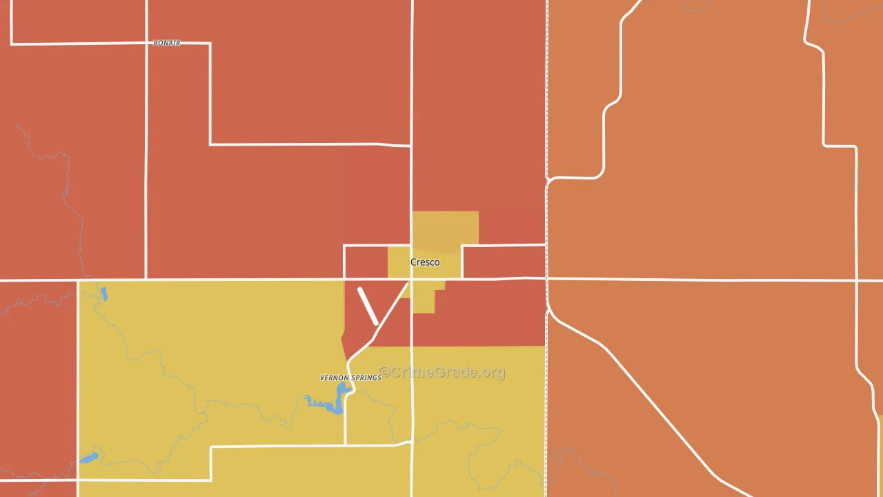 Cresco, IA Map of Vandalism Rates