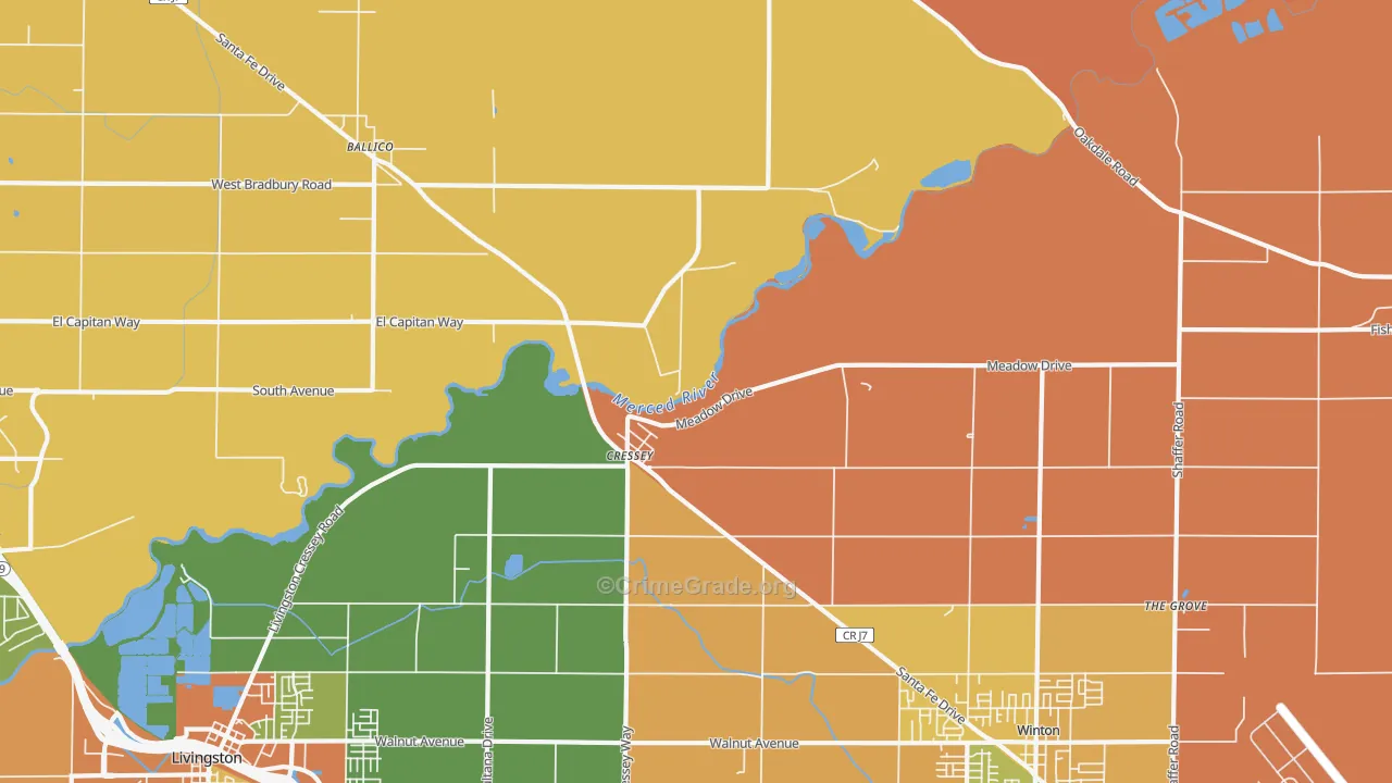 Cressey, CA Map of Vandalism Rates