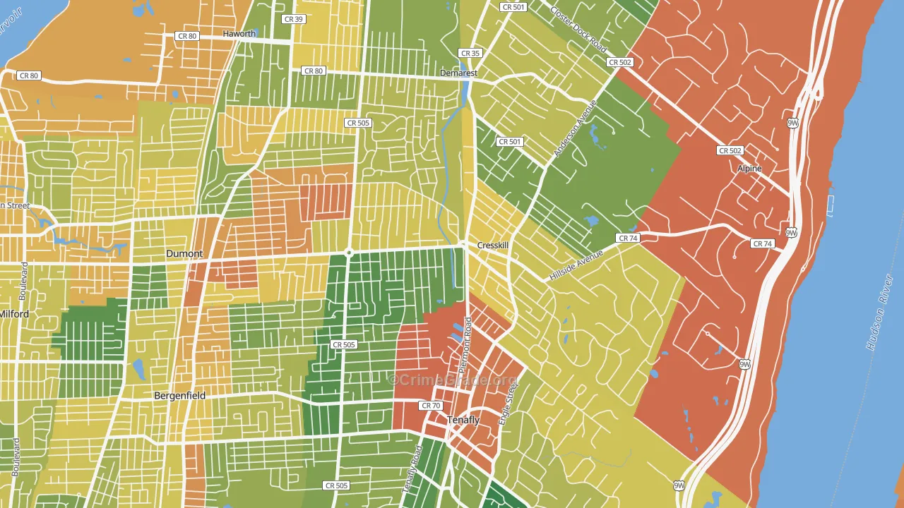 Cresskill, NJ Map of Vandalism Rates