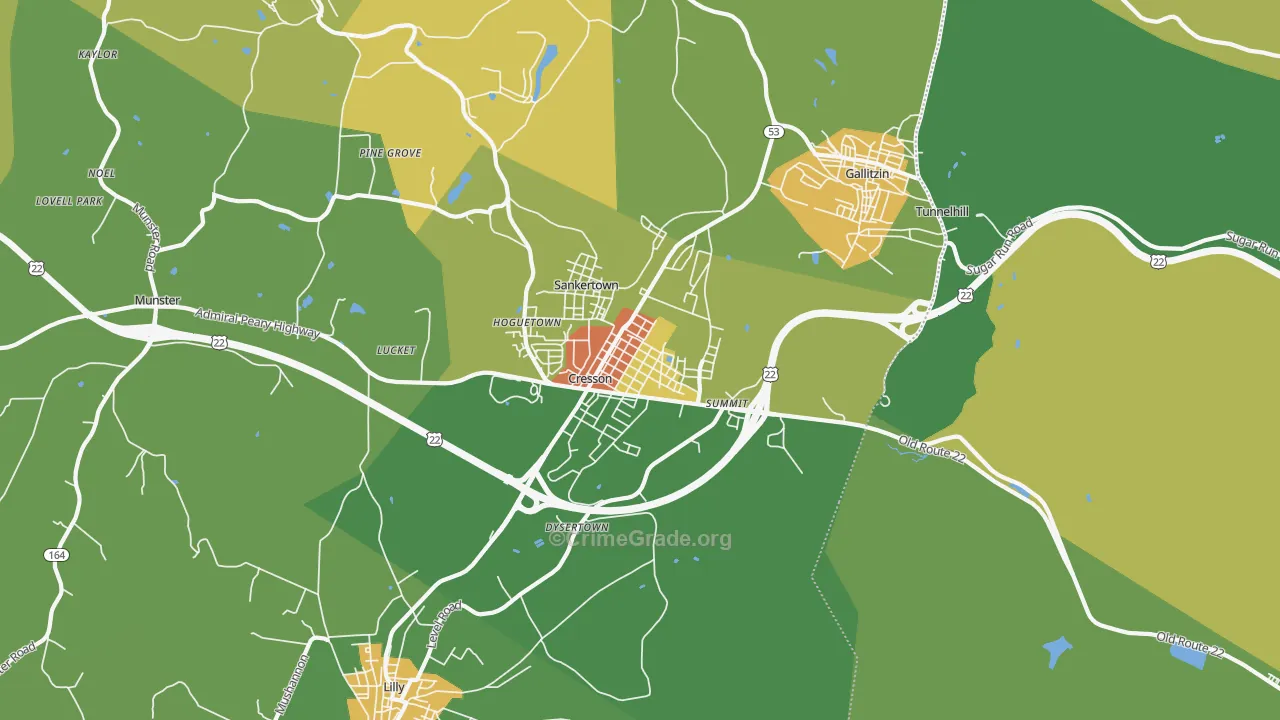 Cresson, PA Map of Vandalism Rates