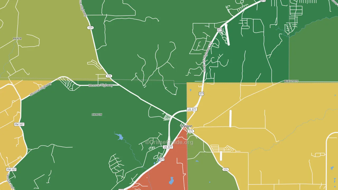 Cresson, TX Map of Vandalism Rates