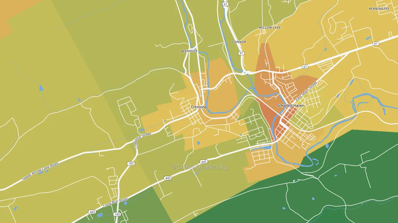 Cressona, PA Map of Vandalism Rates