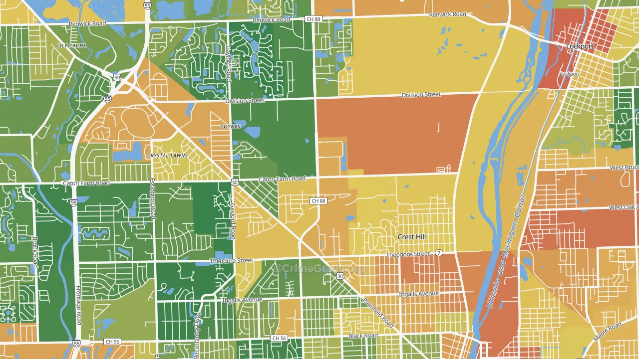Crest Hill, IL Map of Vandalism Rates