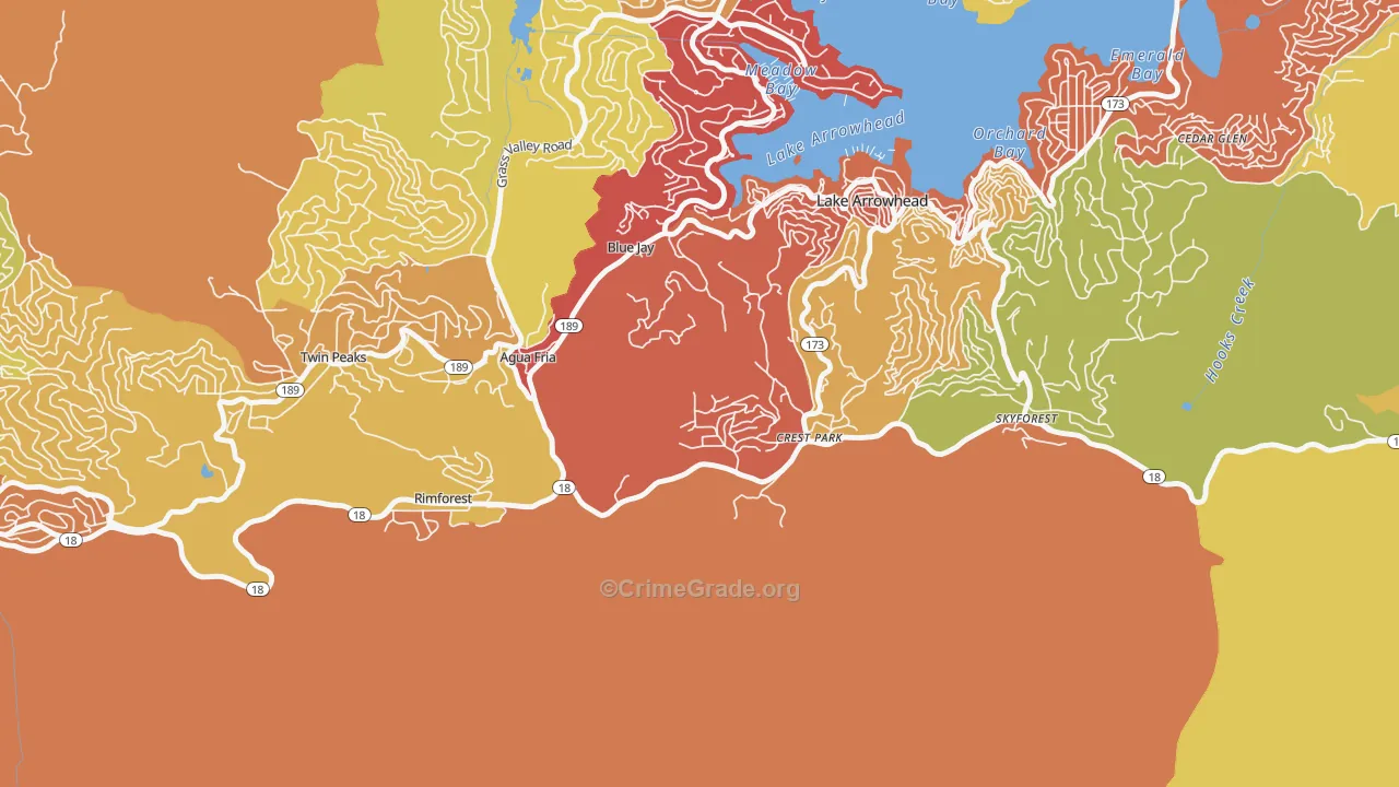 Crest Park, CA Map of Vandalism Rates