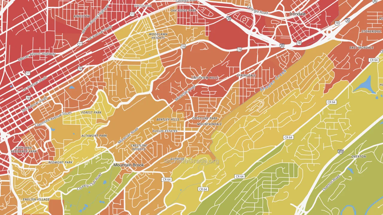 Crestline, Birmingham, AL Map of Vandalism Rates