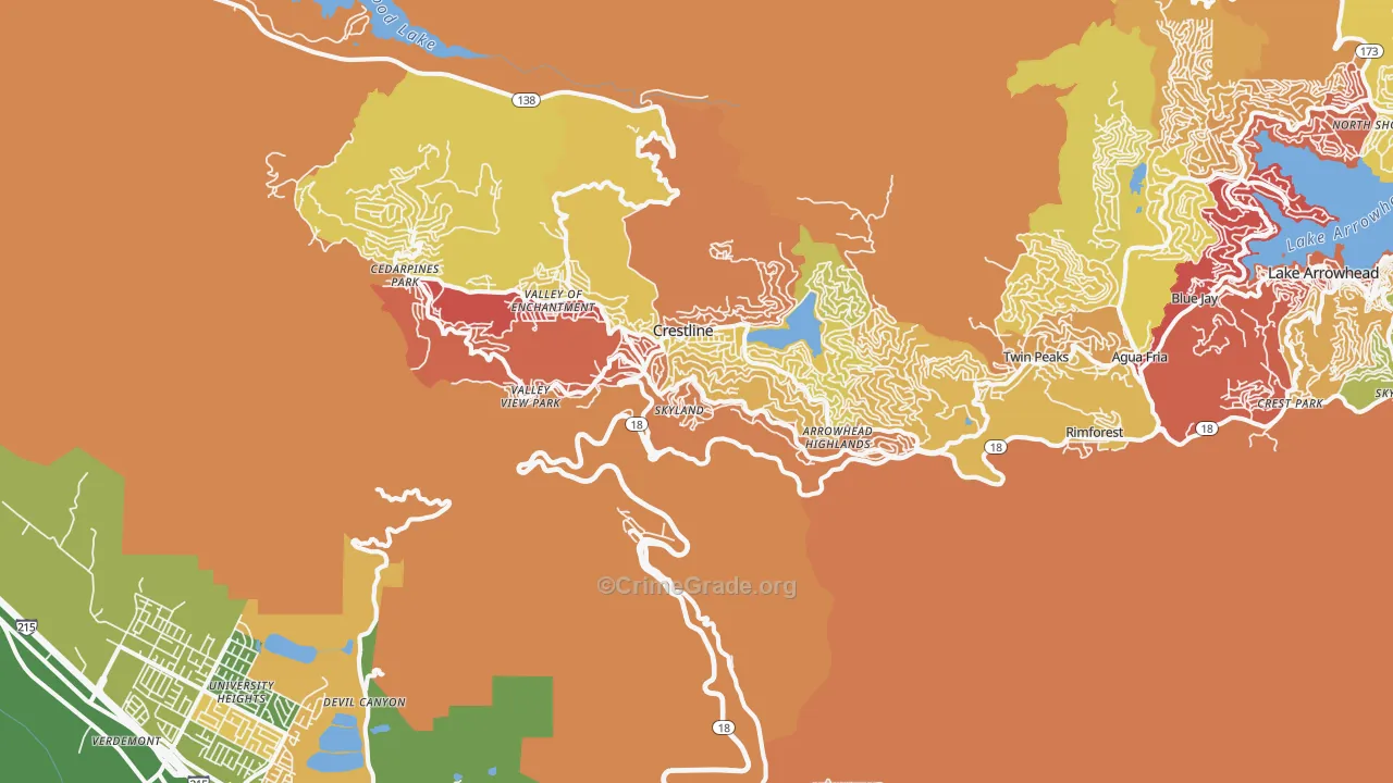 Crestline, CA Map of Vandalism Rates