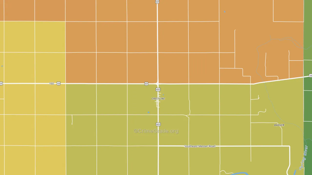 Crestline, KS Map of Vandalism Rates