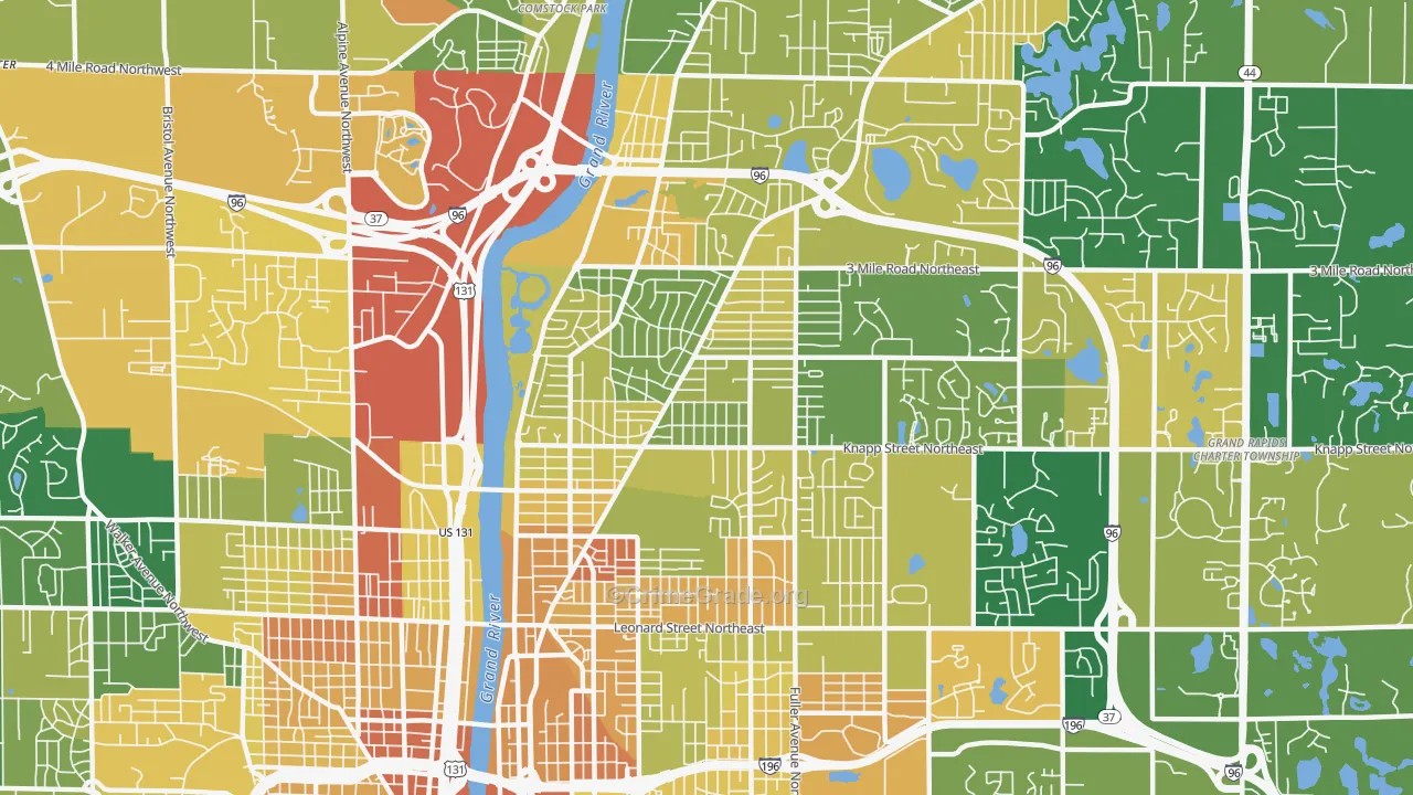 Creston, Grand Rapids, MI Map of Vandalism Rates