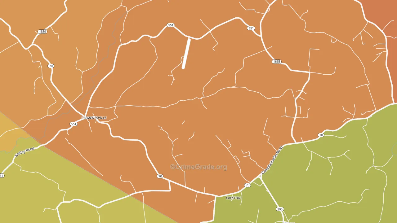 Creston, KY Map of Vandalism Rates