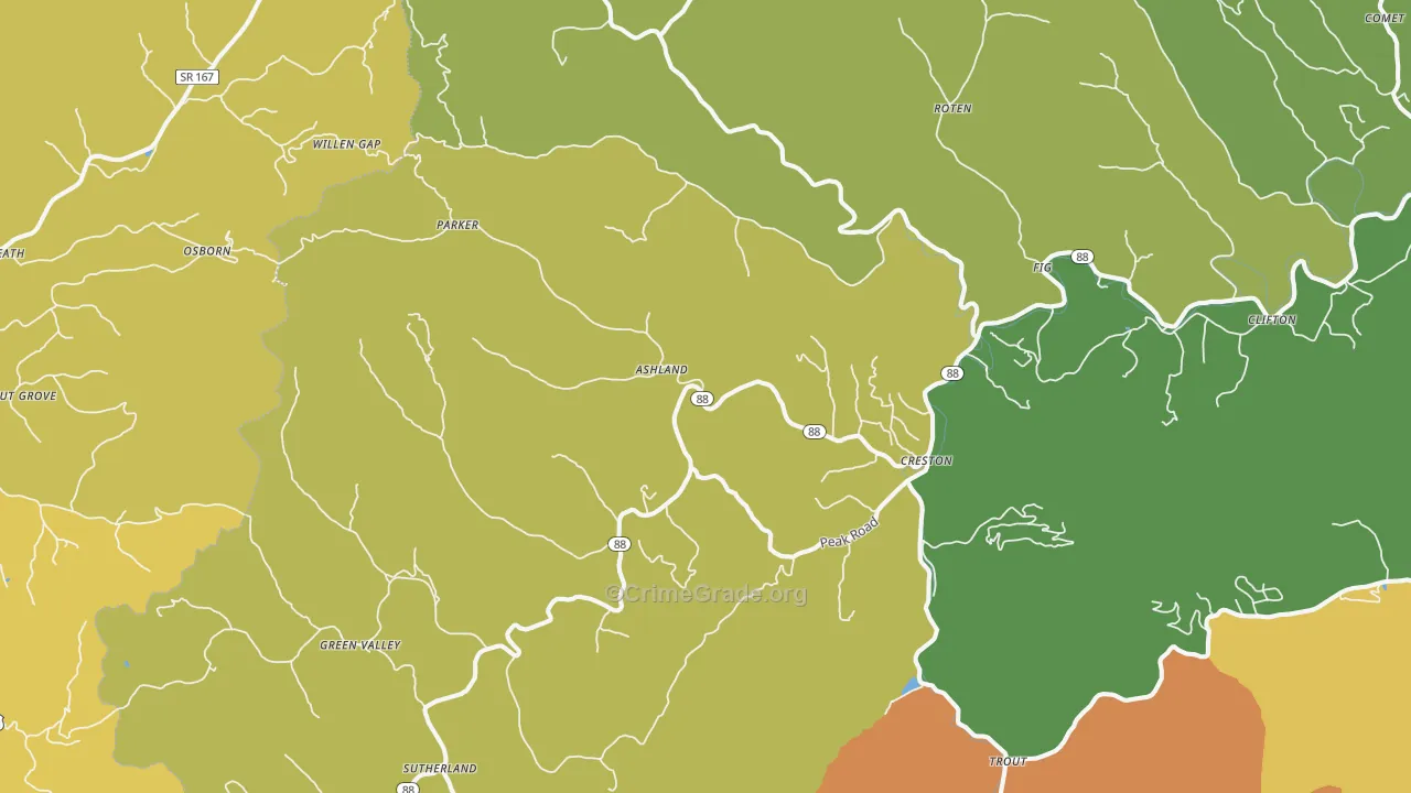 Creston, NC Map of Vandalism Rates